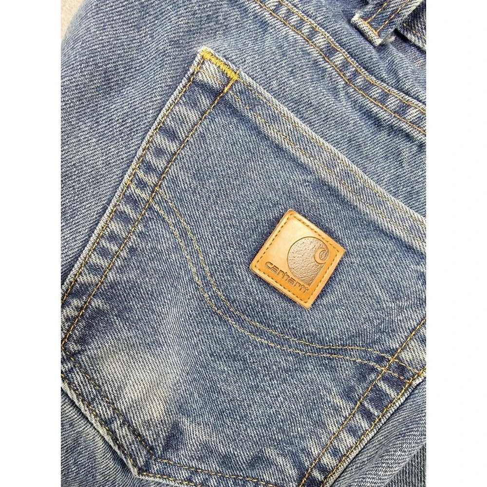 Carhartt Jeans Mens 36 34x30 Straight Regular Blue Cotton Workwear B480 DVB Fade